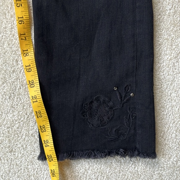 Zara Premium Denim Collection Jeans Embroidered black on black with stud details - Picture 9 of 11